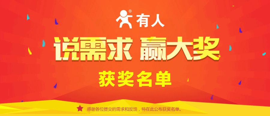 【说需求，赢大奖】活动结果公布啦